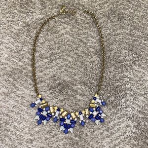 Dark Blue Statement Necklace with Yellow Detail